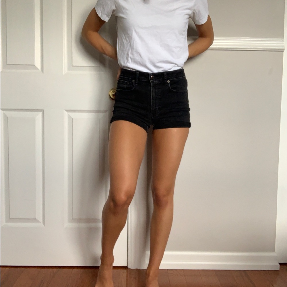American Eagle high waist black denim shorts